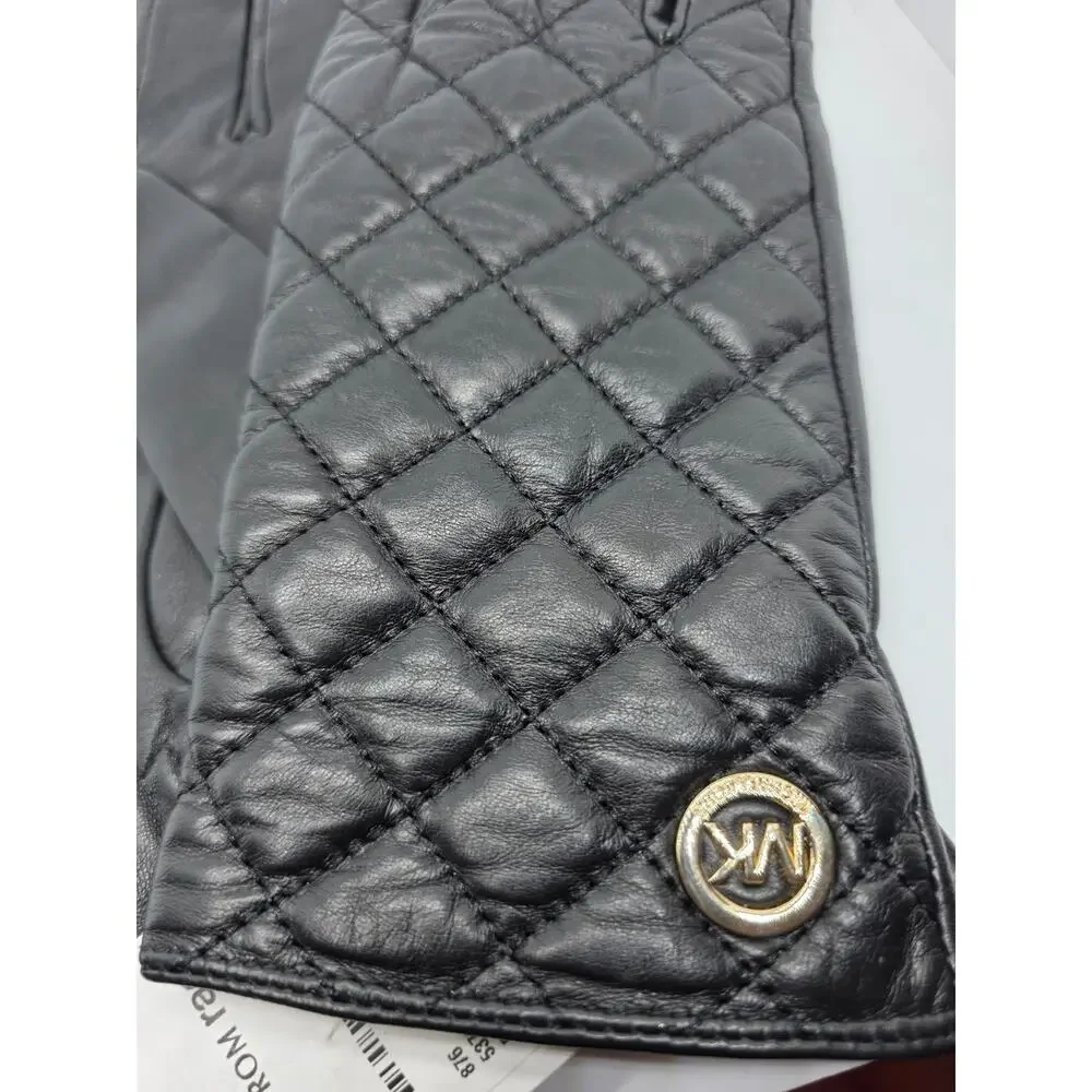 Michael Kors Black Quilted Leather Gloves